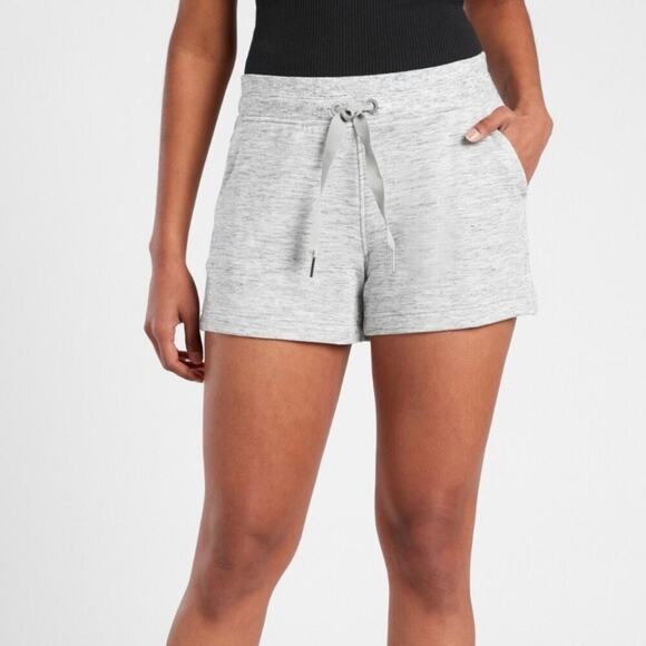 Athleta Drawstring Waist Heather Grey Tencel Cotton Sweat Shorts - Picture 2 of 10